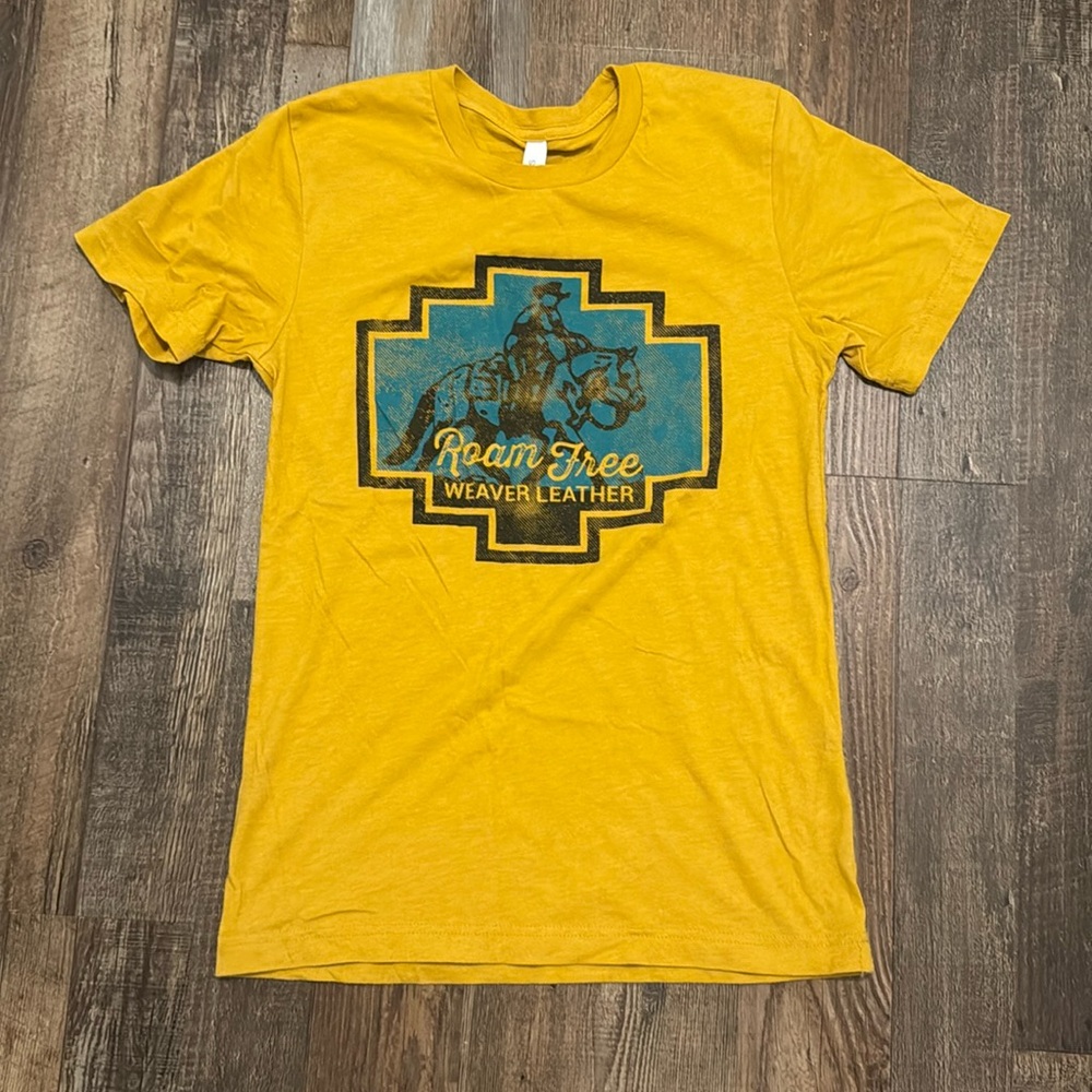 Bella Canvas Mustard Yellow Graphic Tee with Blue Print